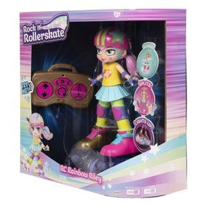Rock N Rollerskate Rainbow Riley Remote Control 10.5 Inch Doll with Lights